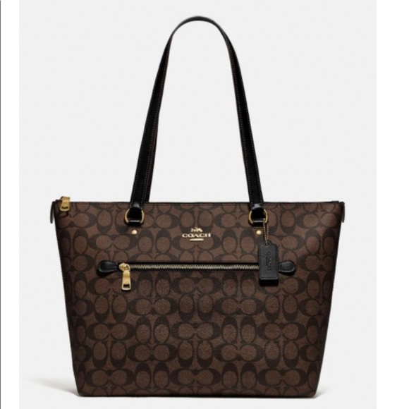 NWT Coach Brown Gallery Tote In Signature Canvas - Picture 4 of 13